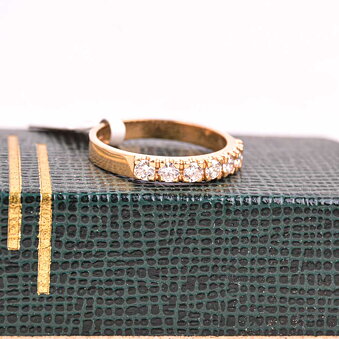 Guldring 18k rödguld med 7st diamanter, Vintage