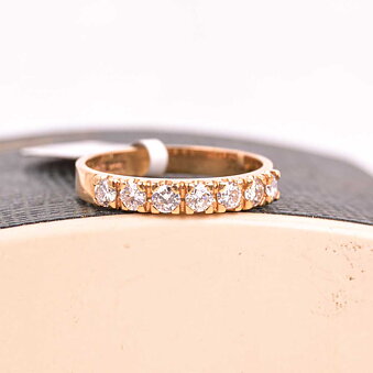 Guldring 18k rödguld med 7st diamanter, Vintage