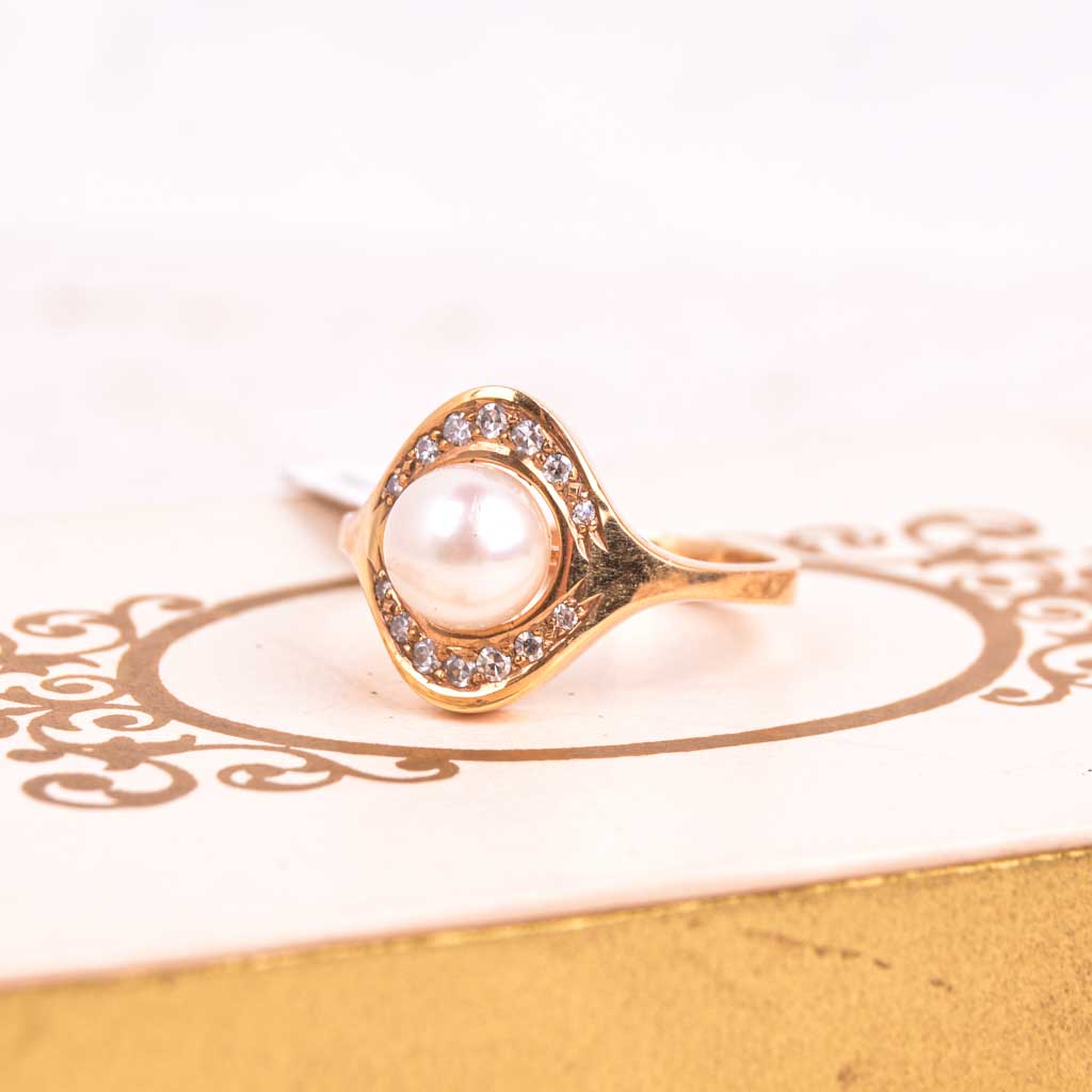 Helmi sormus 18k ja 0,13ct timantteja, Vintage - 3
