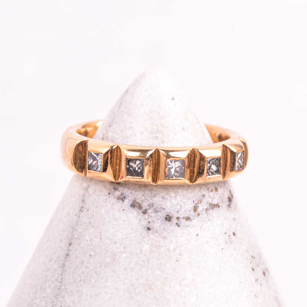 Kulta sormus 18k, jossa 0,30ct timantteja, Vintage - 5