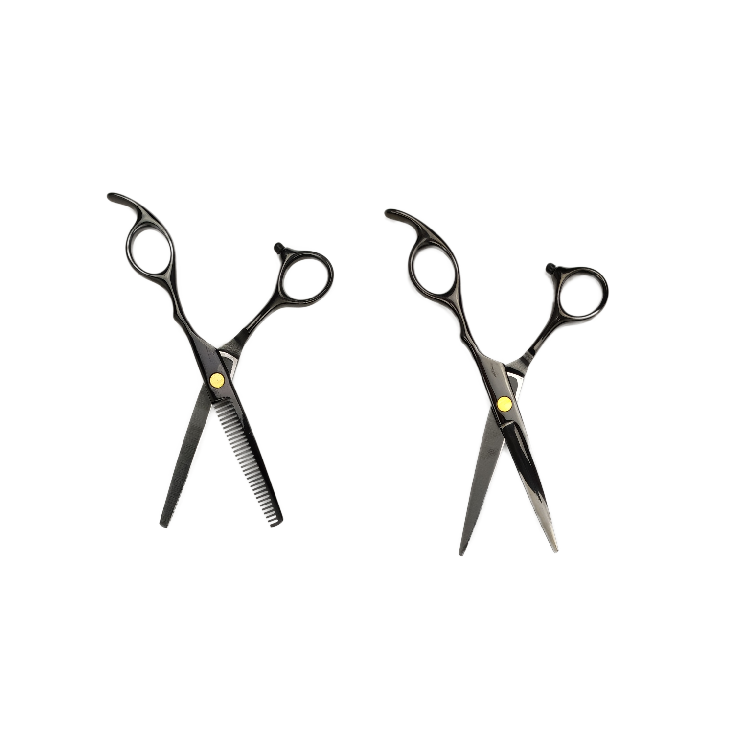 Pro Hairdresser Set: Black Scissors - 4 pieces - Luxury + Free Apron - 2