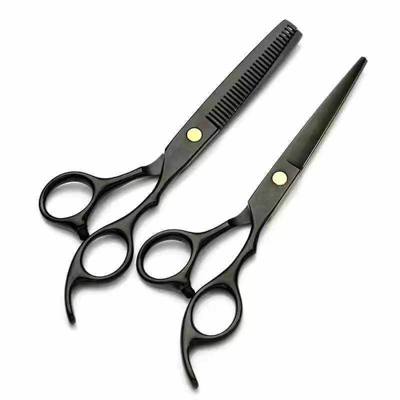 Pro Hairdresser Set: Black Scissors - 4 pieces - Luxury + Free Apron - 10