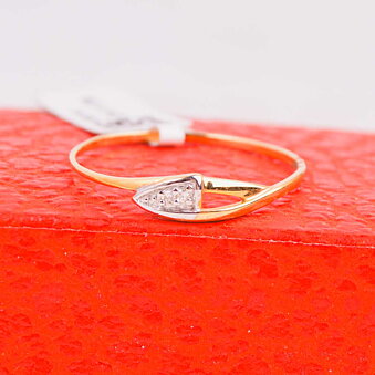 Guldring 18k med 0,01ct diamanter, Vintage
