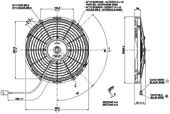 SPAL Elektrisk Fläkt 11″ (280mm) Sugande 1320 m3/h (Standard)