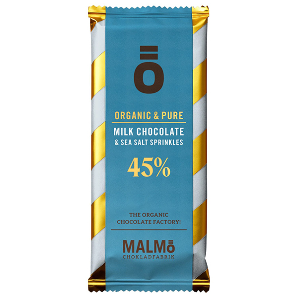 Ö MILK CHOCOLATE & SEA SALT SPRINKLES 45%, Ekologisk Mjölkchoklad & havssalt &nbsp;- Malmö Chokladfabrik, 55 g