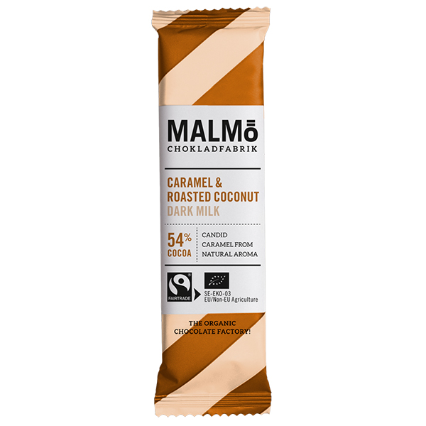 Malmö Chokladfabrik Bar Karamell & Rostad kokos - Ekologisk, 25 g