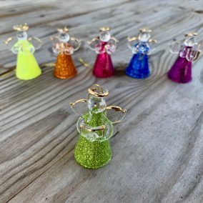 Glasängel - Glitter, blandade färger, 6 st/förp