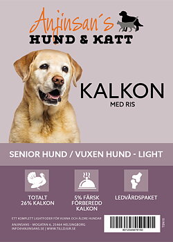 Anjinsans  Kalkon med Ris Light/senior 10kg