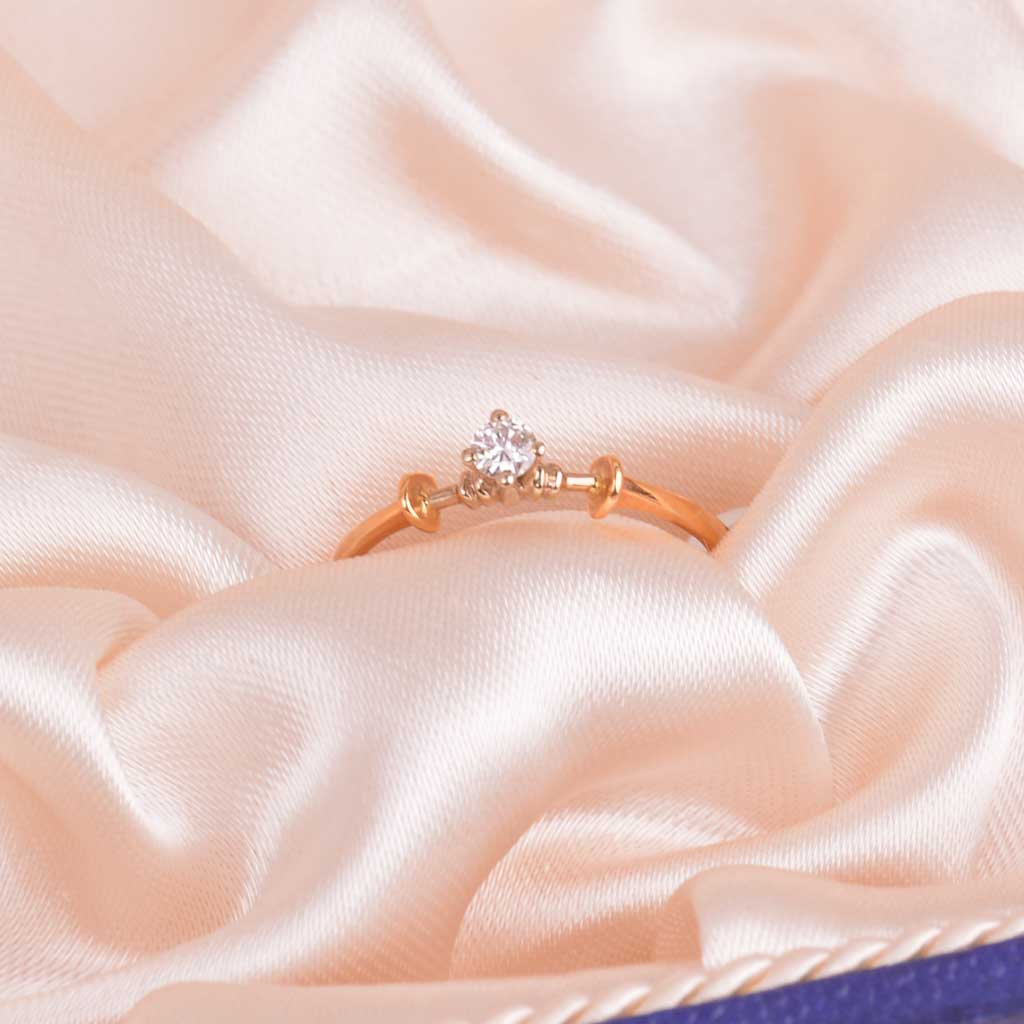 Kulta sormus pasianssi 18k kanssa 1x0,10ct, Vintage - 3