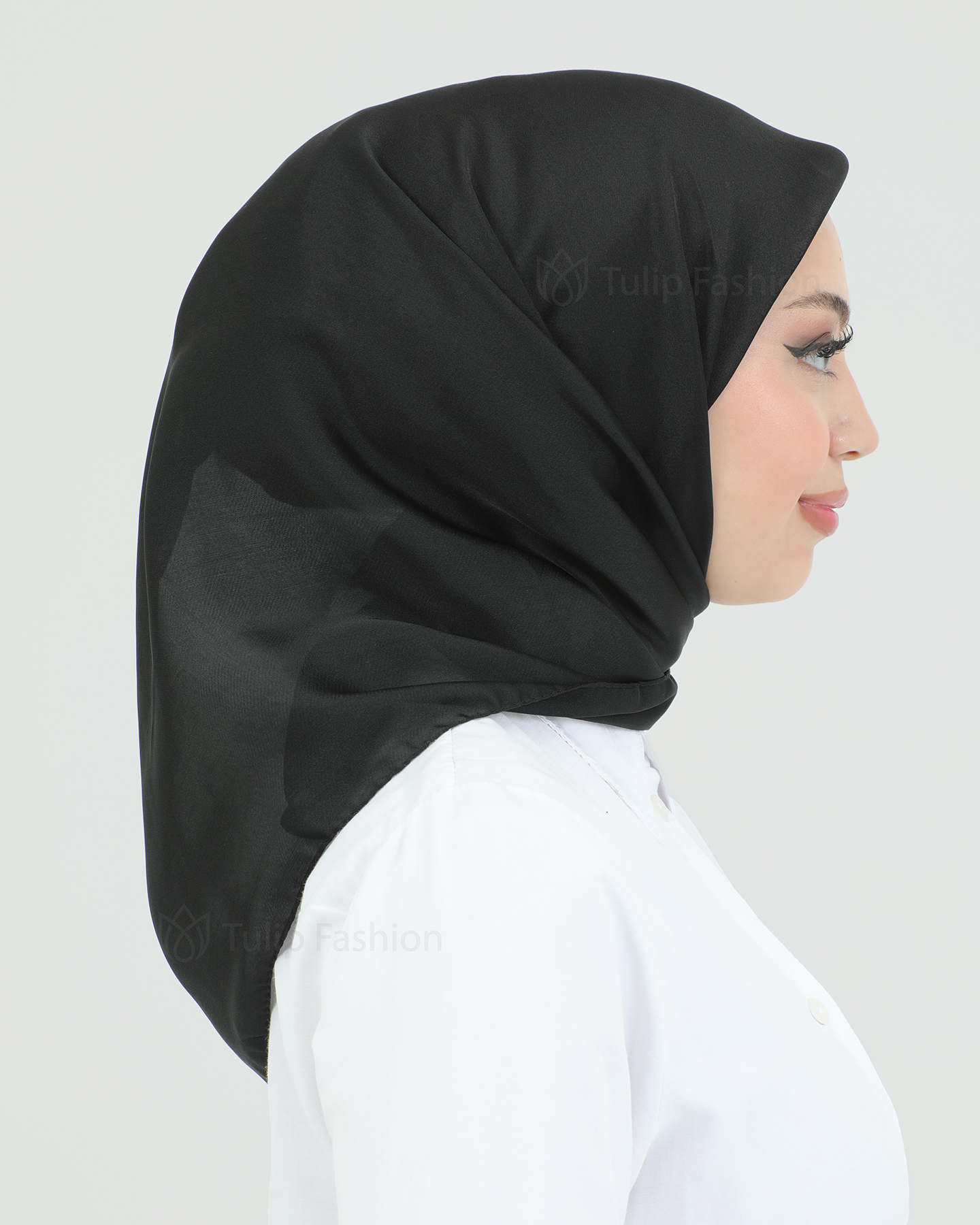 Hijab - Square Satin 95 cm - Black - 4