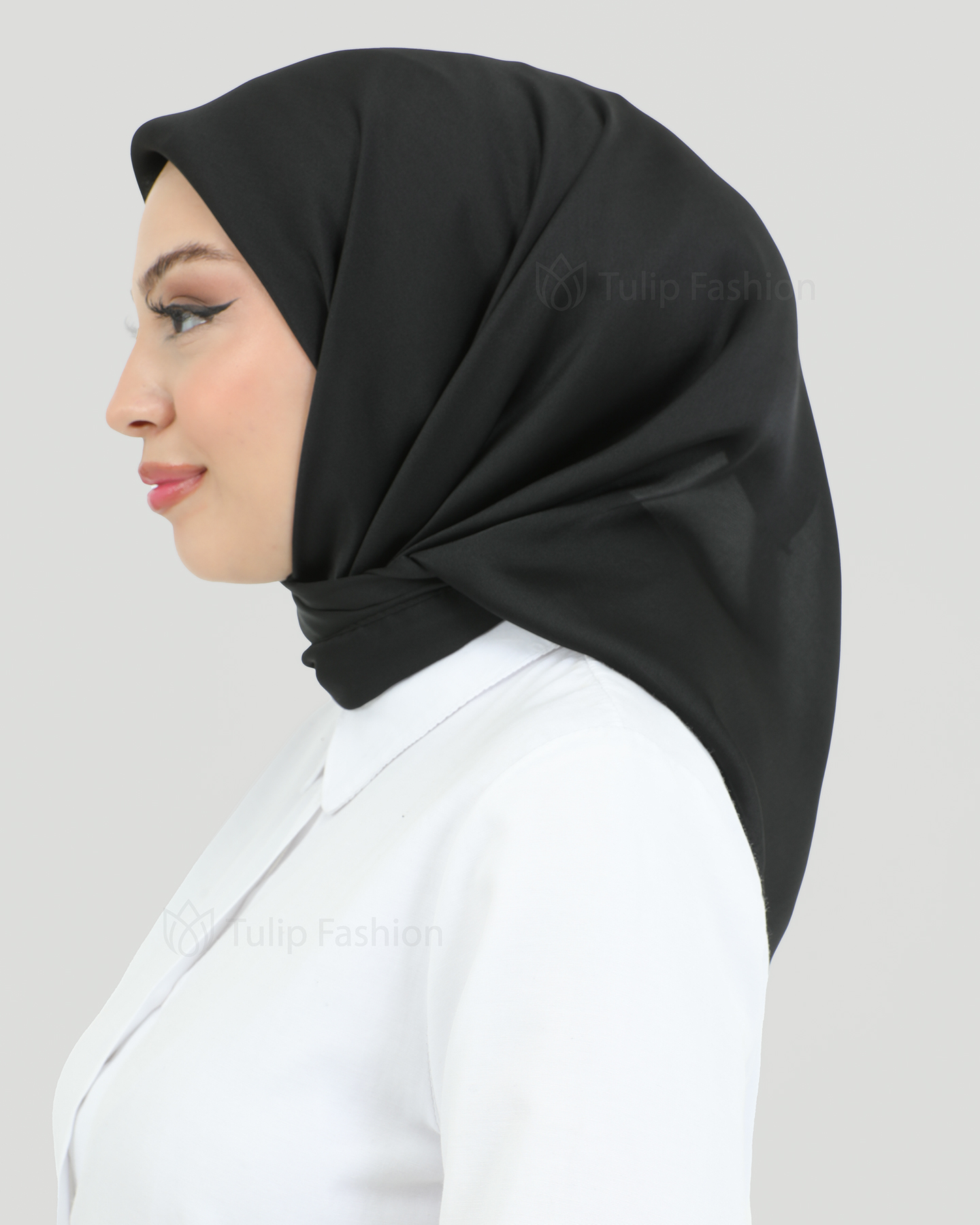 Hijab - Square Satin 95 cm - Black - 2