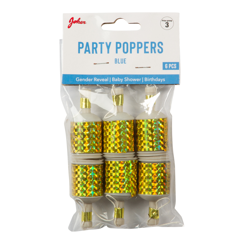 Party Poppers Blå 6-p