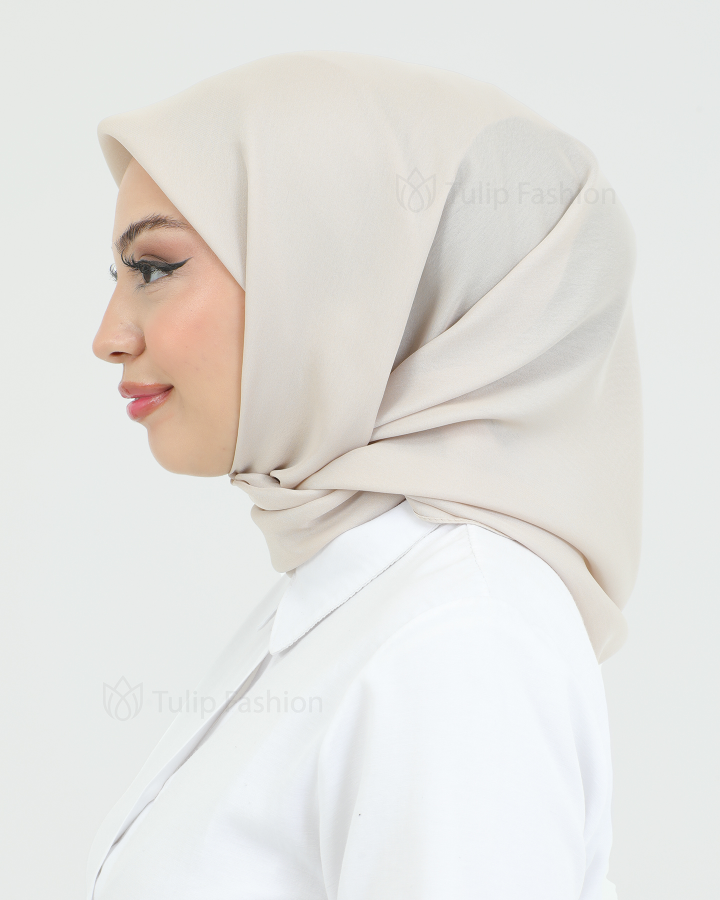 Hijab - Square Satin 95 cm - Beige - 2