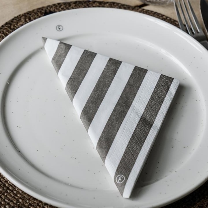 Servett Randig ERNST - Mullvad/Vit