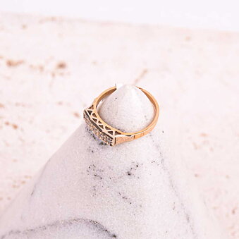 Guldring RG/VG 18k med 0,05ct diamanter, Vintage
