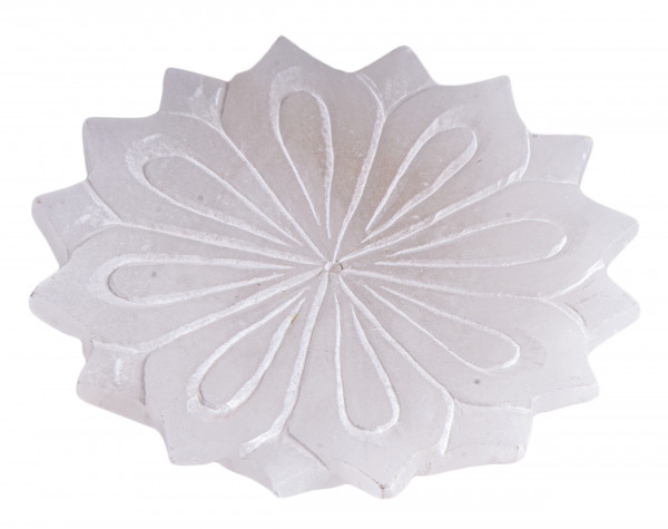Rökelse Hållare, Vit lotus i Alabaster- 10cm