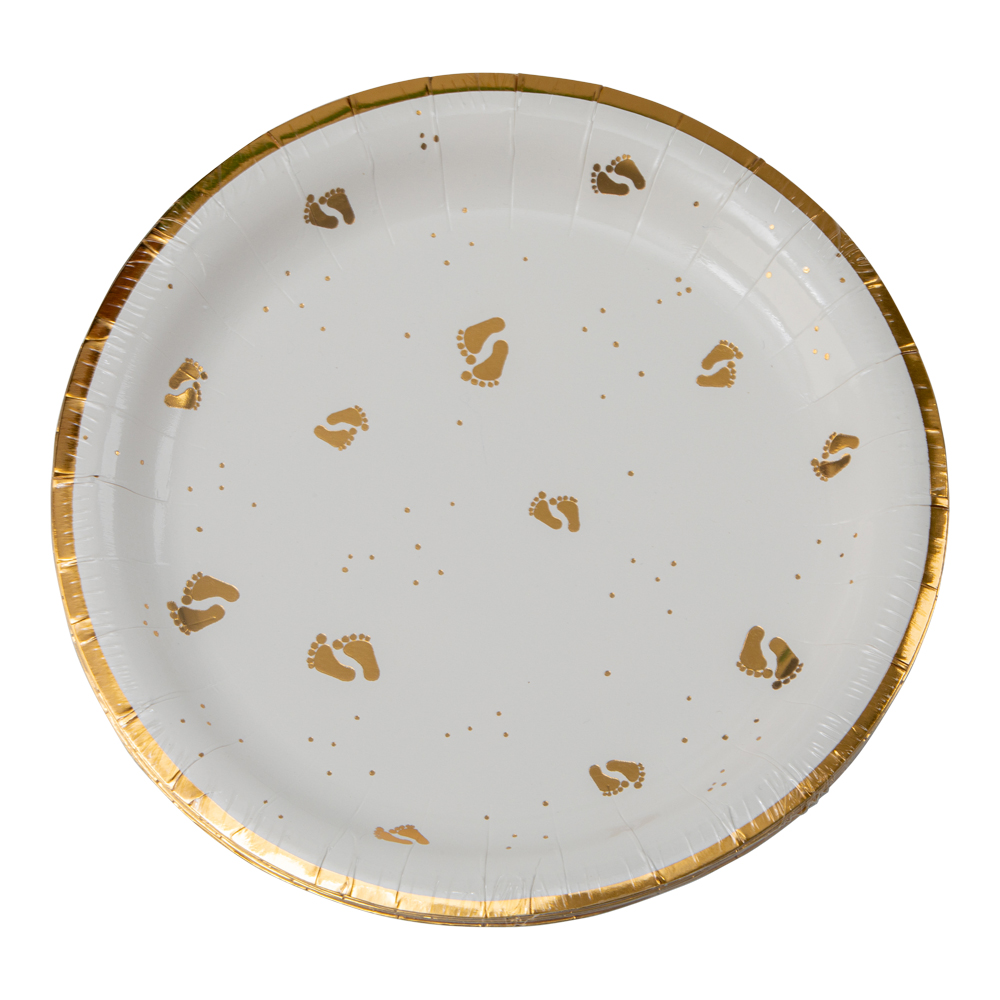 Cardboard plates golden Baby Feet 8-pack