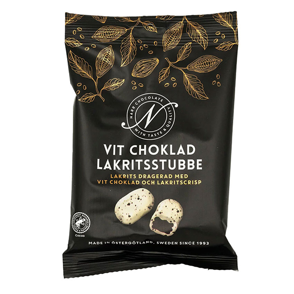 Narr Chocolate Vit Choklad Lakritsstubbe, 120 g
