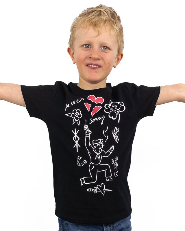 Jernhest - Little Sorry Tee Svart - Barn t-shirt tattootryck - 7