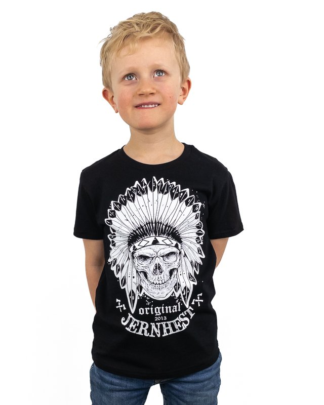 Jernhest - Little Native Tee Svart - Barn T-shirt döskalle - 4