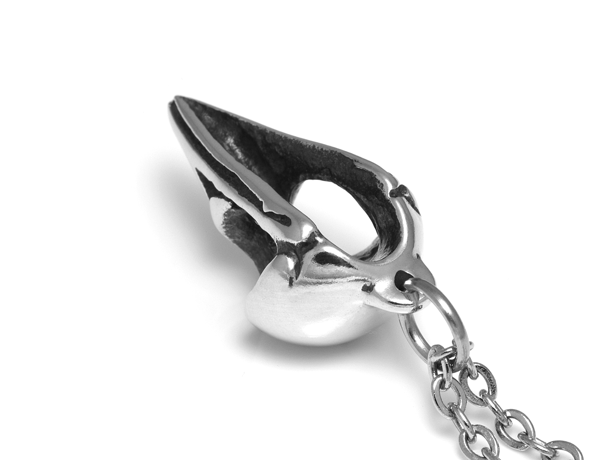 Kungsfågelskalle Halsband, Kungsfågel Döskalle Hänge, Fågelskalle Smycke i Tenn - 4