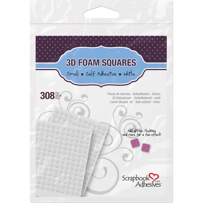 3D Foam Squares - 308pcs Self-Adhesive - White