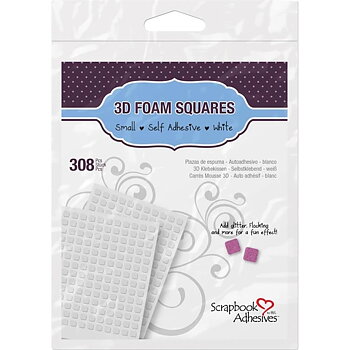 3D Foam Squares - 308pcs Self-Adhesive - White