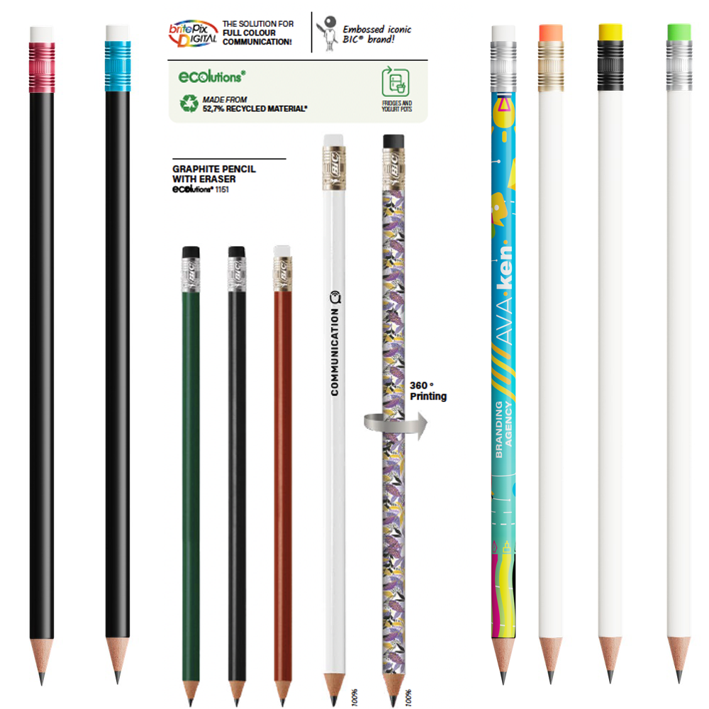 Blyertspenna BIC® Evolution® Ecolutions® med suddgummi, 2+färger