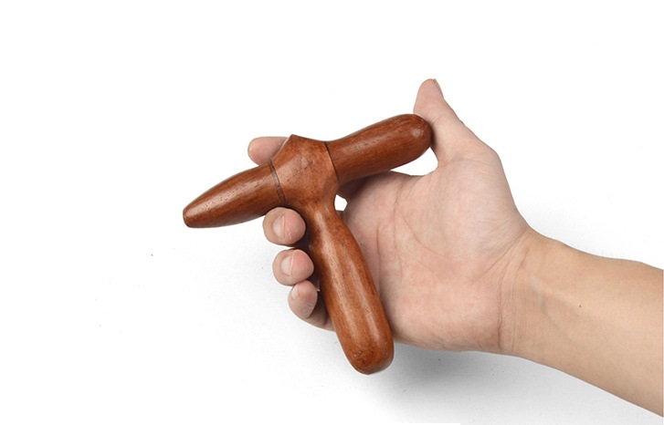 Wooden Massage Tool for Relaxation Combined Triangle &amp; Hammer Wine Red - 5