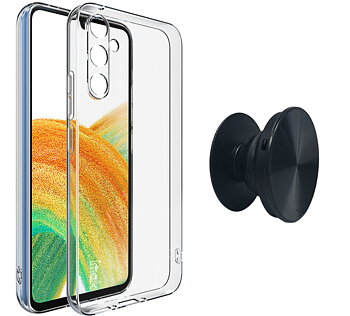 Samsung Galaxy A34 5G Case & Finger Holder - Protection and Comfort - Black