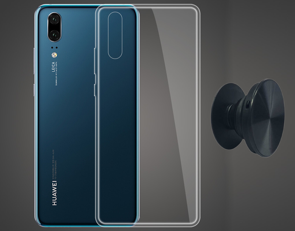 Huawei P20 Pro Skal & Fingerhållare - Skydd och Komfort - Svart
