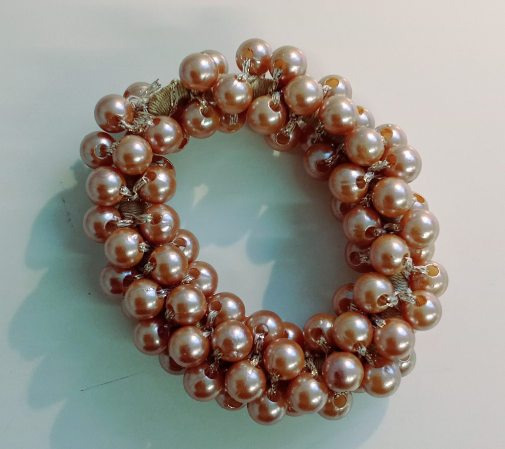 Equipage Hårstrikk med perler beige (champagne) - 2