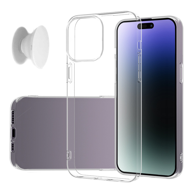 iPhone 15 Plus Case & Finger Holder - Protection &Comfort - White