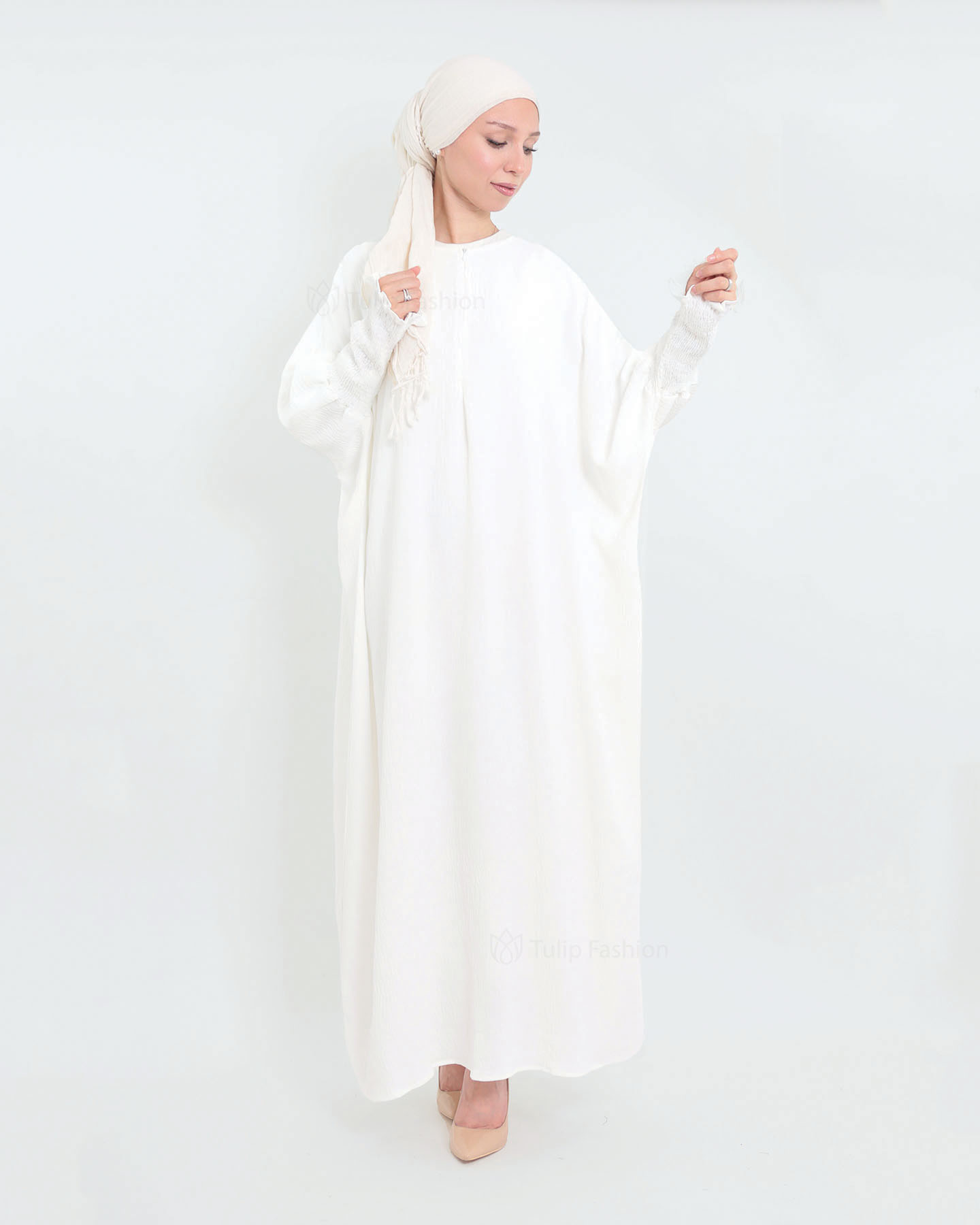 Maryam  Oversized Abaya - White - 2