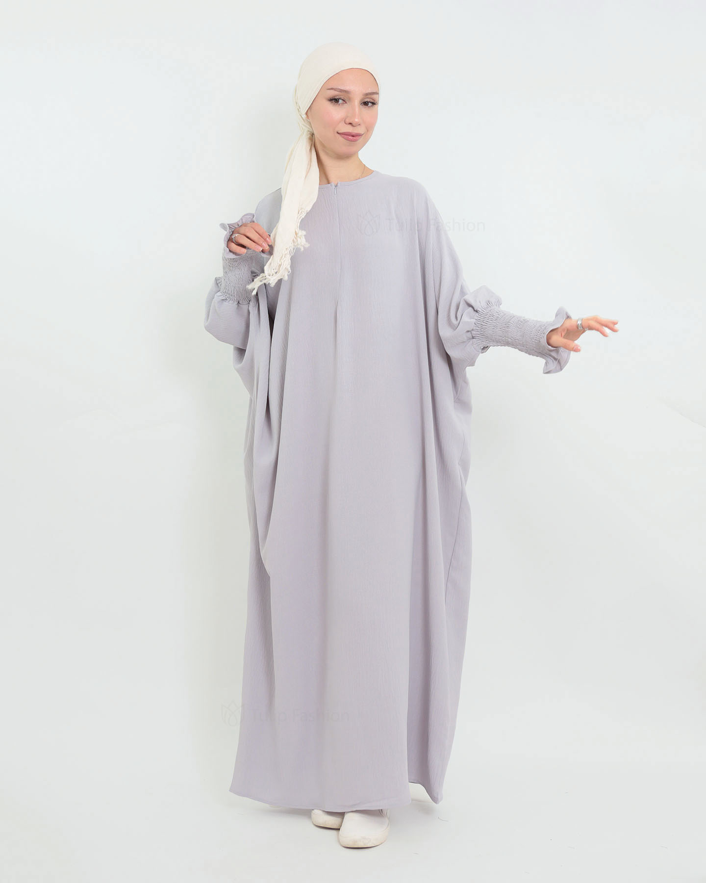 Maryam  Oversized Abaya - Light Gray - 2