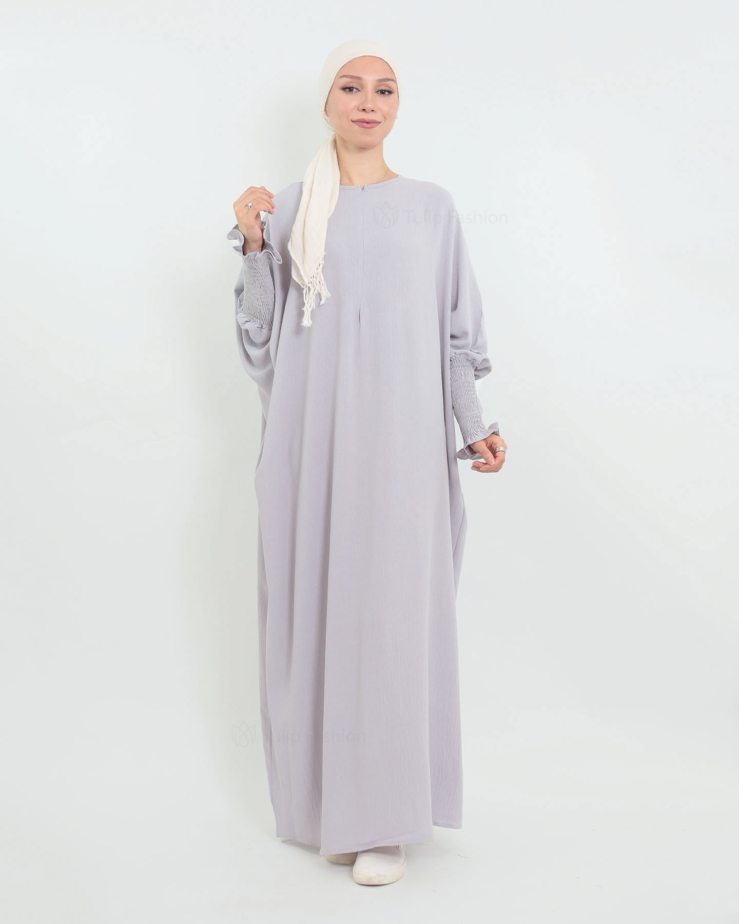 Maryam  Oversized Abaya - Light Gray