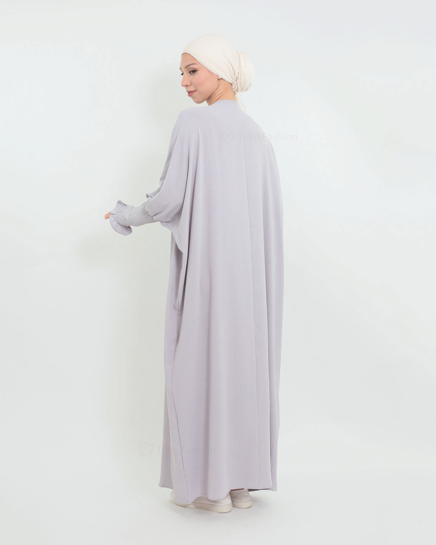 Maryam  Oversized Abaya - Light Gray - 4