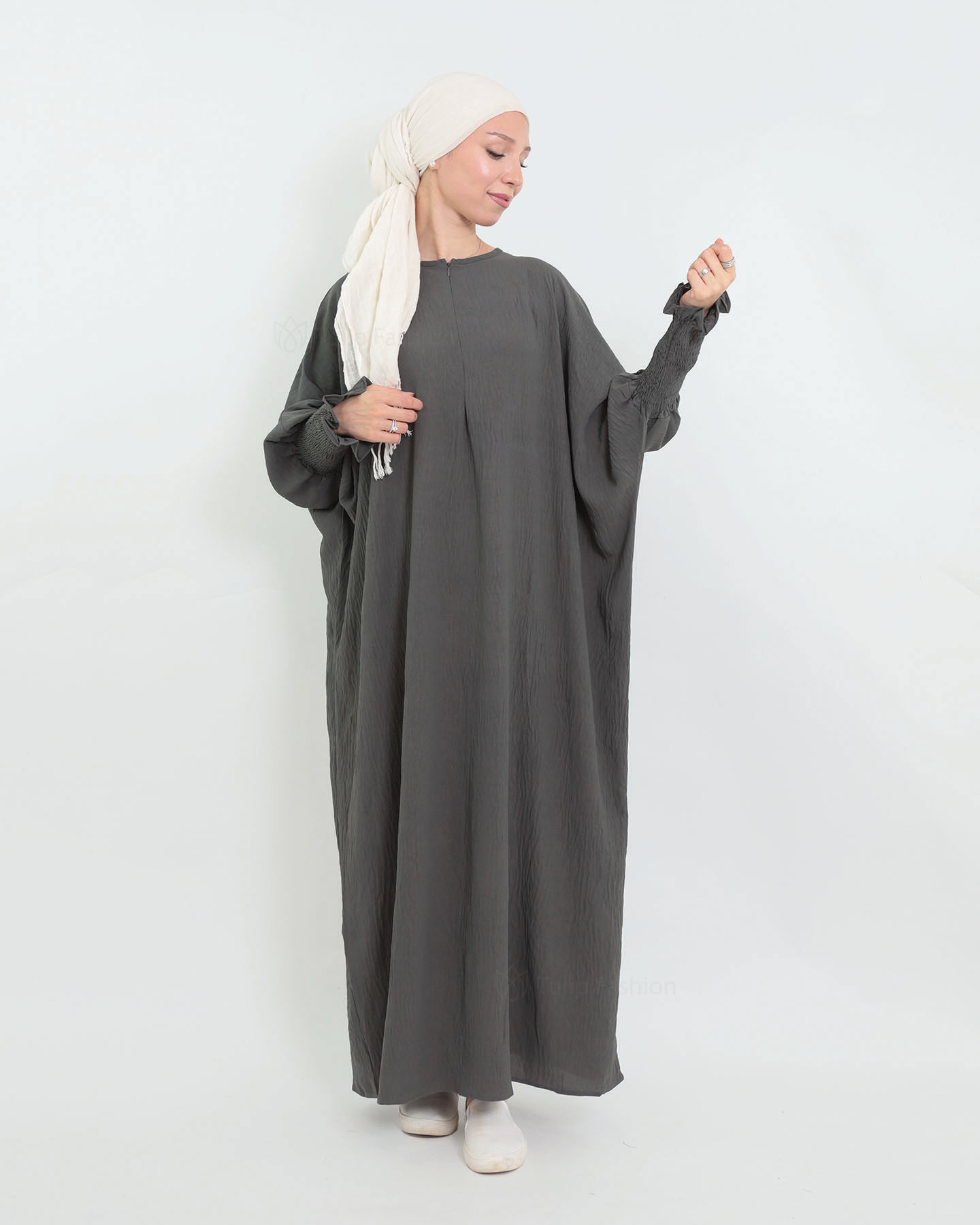 Maryam  Oversized Abaya - Dark Gray - 4