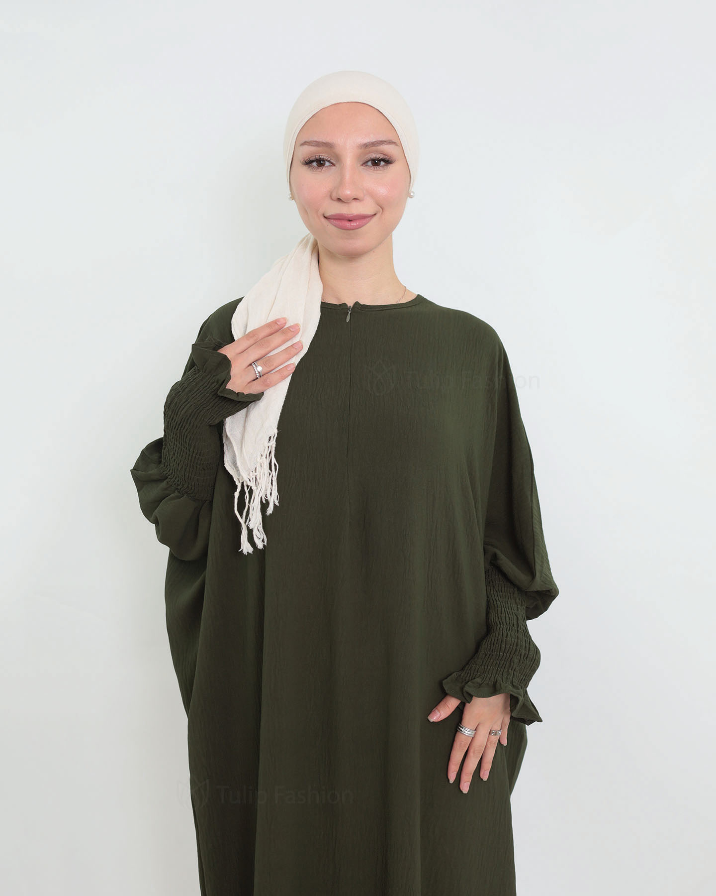 Maryam  Oversized Abaya - Olive Green - 3