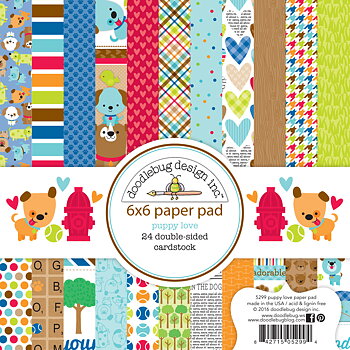 Doodlebug Design - 6x6 Inch Paper Pad- Puppy Love