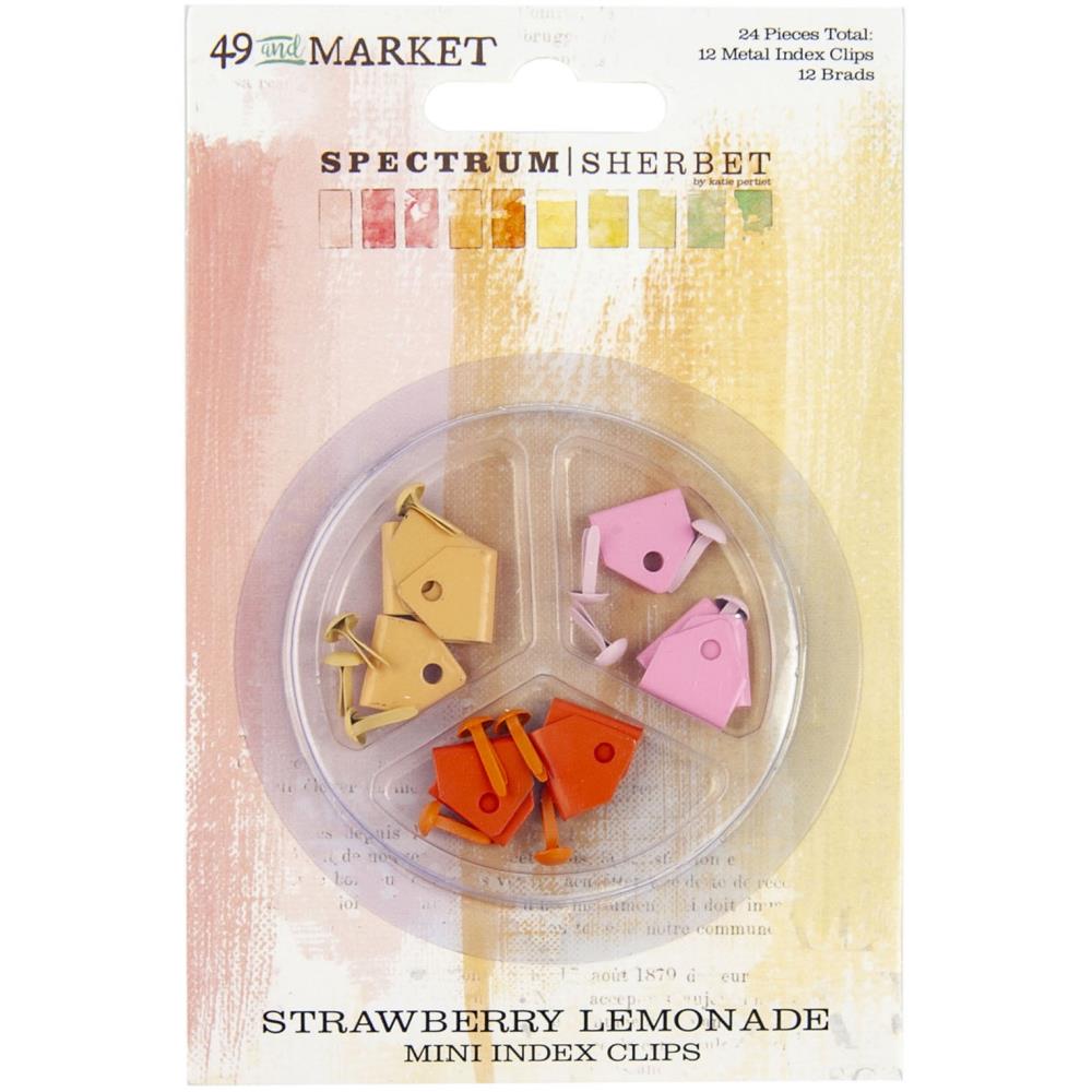 49 And Market-  Spectrum Sherbet - Mini Metal Index Clips & Brads - Strawberry Lemonade