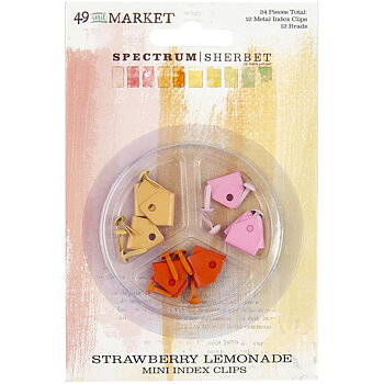 49 And Market-  Spectrum Sherbet - Mini Metal Index Clips & Brads - Strawberry Lemonade
