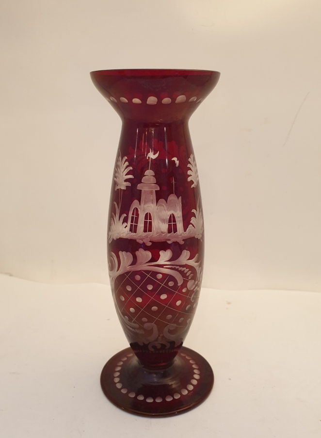 Bohemian vase red overlay