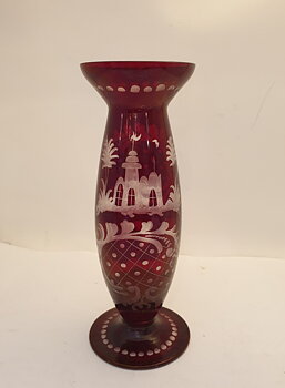 Bohemian vase red overlay