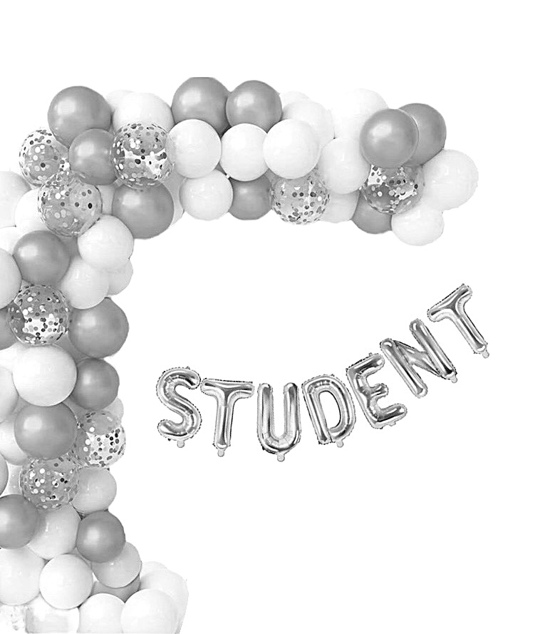 Ballongbåge & ballonggirlang "STUDENT" - Silver -1