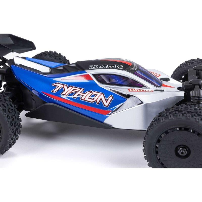TYPHON GROM MEGA 380 Brushed 4X4 Small Buggy RTR, Battery & Charger, Blue/Silver - 27
