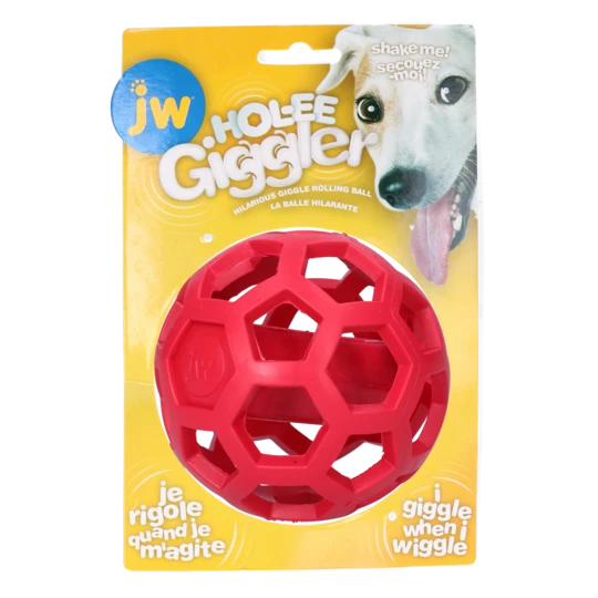 JW Hole-ee Giggler Hundleksak - Röd