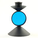 Gunnar Ander (1960s) Iron Candleholder with Blue Glass Center 10 cm