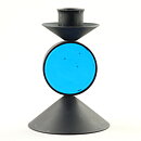 Gunnar Ander (1960s) Iron Candleholder with Blue Glass Center 10 cm