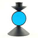 Gunnar Ander (1960s) Iron Candleholder with Blue Glass Center 10 cm